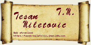 Tešan Miletović vizit kartica